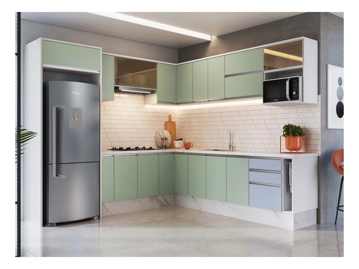 Cozinha Larissa Tx/Verde Jade/Azul Sereno
